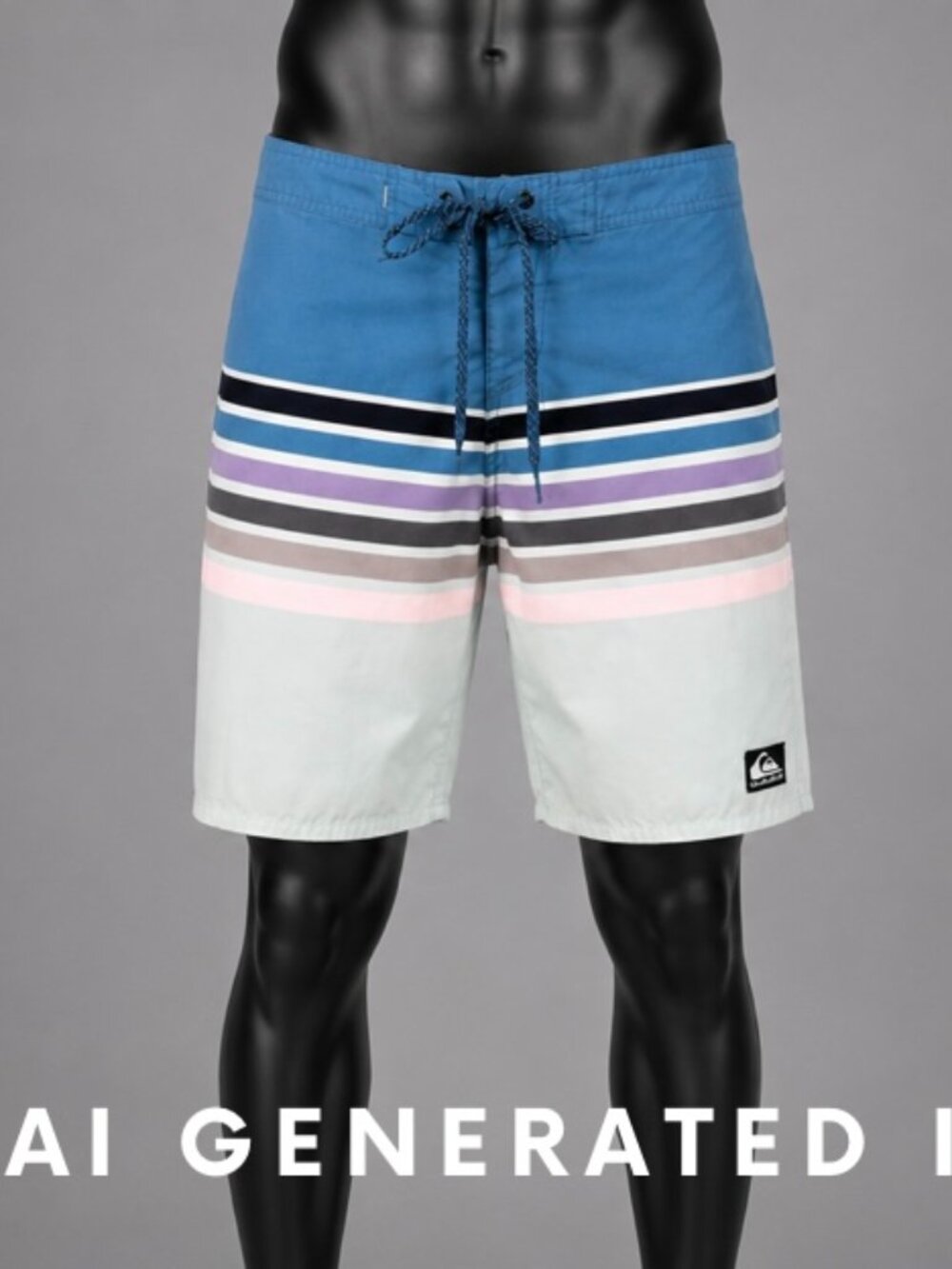 Quiksilver Mens Turquoise and light mint with Stripe Board Shorts - Size 30